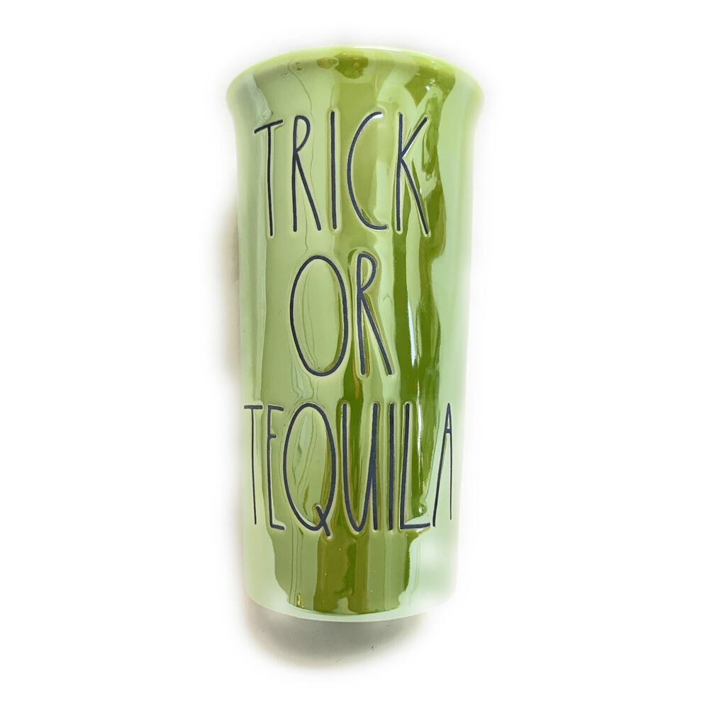 NEW Rae Dunn Halloween Trick Or Tequila Ceramic Iridescent W/ Lid Travel Cup